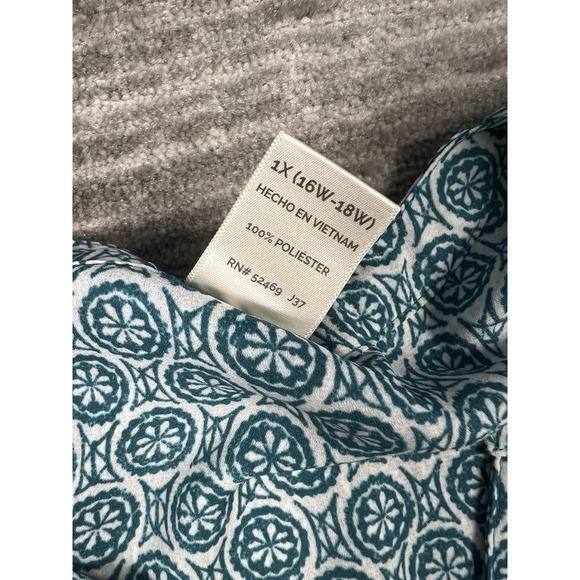 Terra & Sky Top Womens 1X Green‎ Button Up Long Sleeve Polyester Casual - Picture 11 of 14